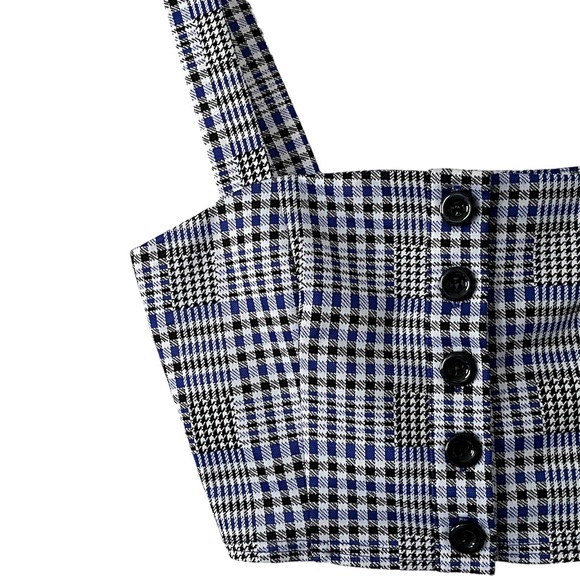 Privacy Please REVOLVE Blue Black Plaid Avalon Crop Top Small S - Picture 4 of 5